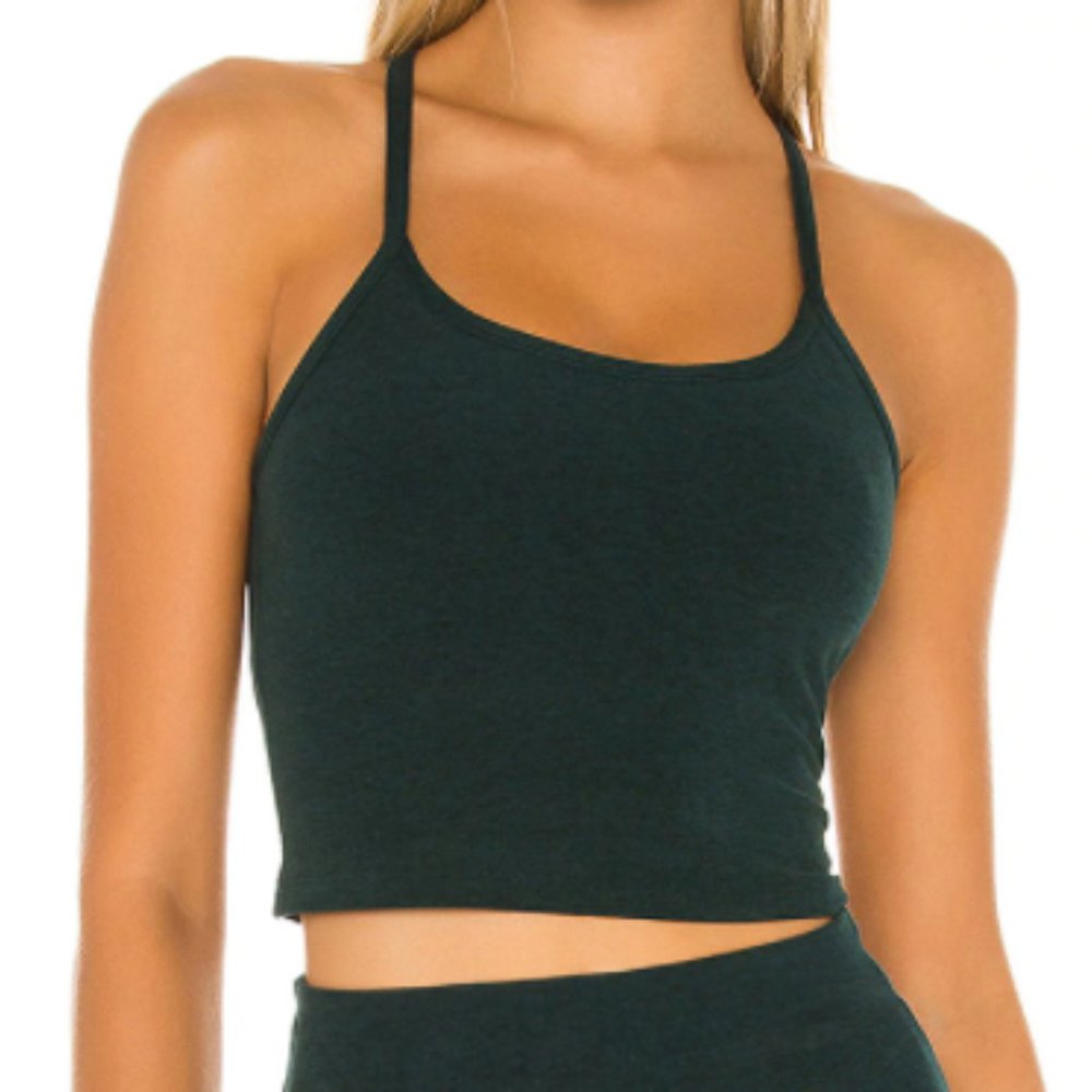 Beyond Yoga Spacedye Slim Racerback Cropped Tank in Hunter Green/Nocturnal Navy